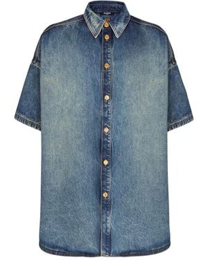 Balmain Short-Sleeved Button-Up Shirt - Blue