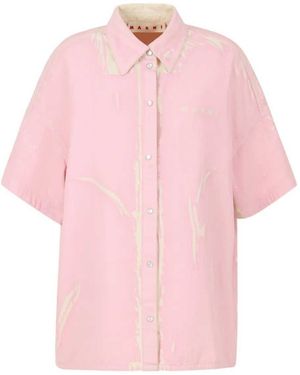 Marni Short Sleeved Denim Shirt - Pink