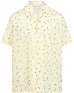 Jil Sander Short-Sleeved Shirt With Floral Print - White