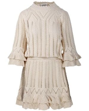 Isabel Marant Norma Short Dress With Ruffles - Natural