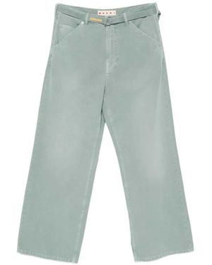 Marni Wide-Leg Trousers With Belt - Blue