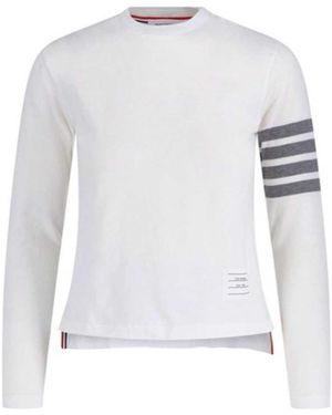 Thom Browne T-Shirt Con Dettaglio A Righe - Bianco