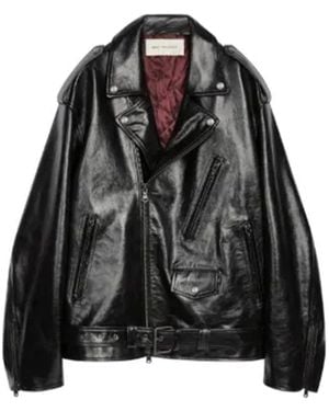 Dries Van Noten Giacca Biker Con Cintura - Nero