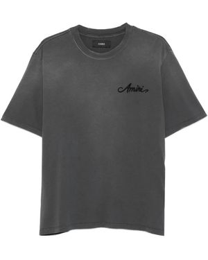 Amiri Cotton T-Shirt With Embroidery - Grey