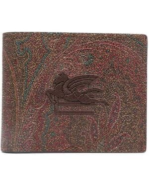 Etro Pagaso Wallet With Print - Brown