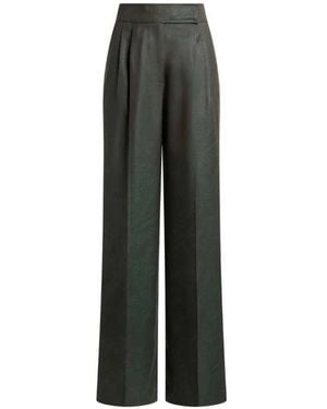 Etro Jacquard Wool Pants With Pleats And Paisley Pattern - Green