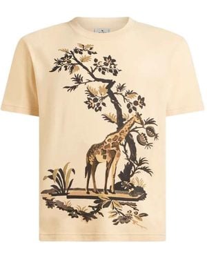 Etro Giraffe-Print T-Shirt - Natural