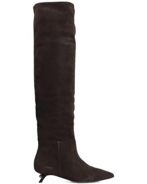 ALEVI Pointed-Toe Over-The-Knee Boots - Black