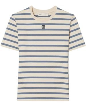 Tory Burch Striped Cotton T-Shirt - White