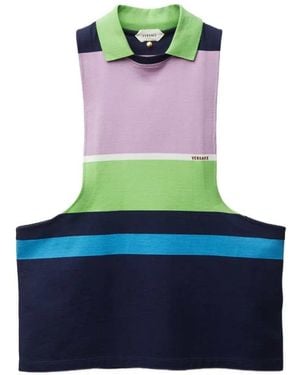 Versace Embroidered Striped Tank Top - Blue