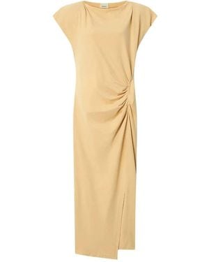 Isabel Marant Nadela Long Dress With Ruffles - Metallic