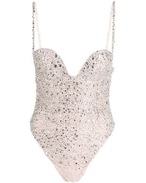 retroféte Avalon sequin bodysuit - Bianco