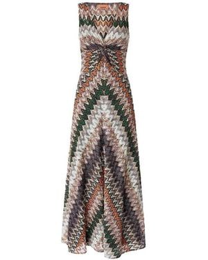 Missoni Long Dress With V-Neck And Pattern - White