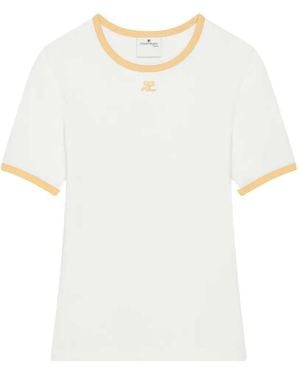 Courreges T-Shirt With Contrasting Trim - White