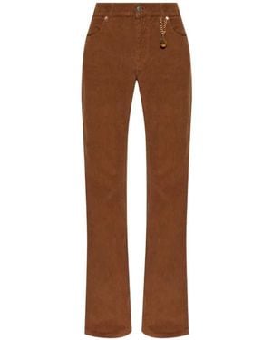 Stella McCartney Corduroy Trousers With Logo Charm - Brown