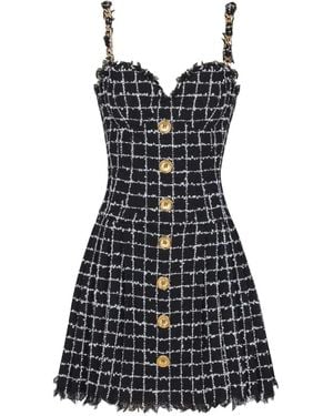 Balmain Tweed Dress With Chain - Black