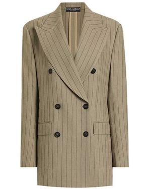 Dolce & Gabbana Striped Double-Breasted Jacket - Natural