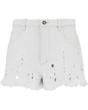 Isabel Marant Shorts With Frayed Hem And Cutouts - White