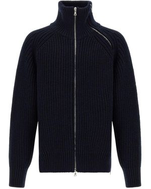 Dries Van Noten Monty Full-Zip Turtleneck Jumper - Blue