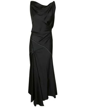 Victoria Beckham V-Neck Midi Dress - Black