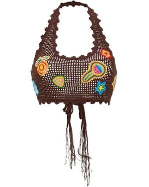 CASABLANCA Crochet Top - Brown