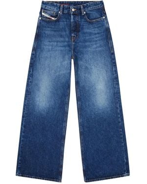 DIESEL Wide-Leg Denim Jeans With Relaxed Fit - Blue