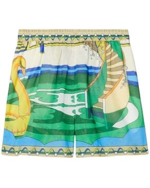 Tory Burch Printed Camp Shorts - Green