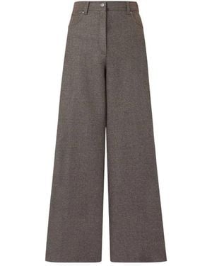 Max Mara Wide-Leg Felted Wool Trousers - Grey