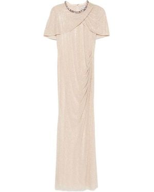 Self-Portrait Draped Maxi Dress With Embellishment - White