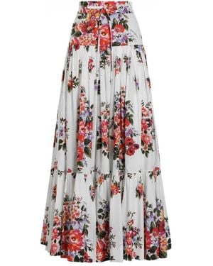 Dolce & Gabbana Flower Print Long Skirt - White