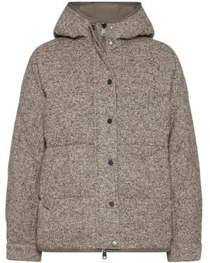 Brunello Cucinelli Piumino Con Motivo Chevron - Grigio