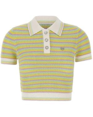 CASABLANCA Striped Polo Shirt With Bourgeois-Style Logo - Multicolour