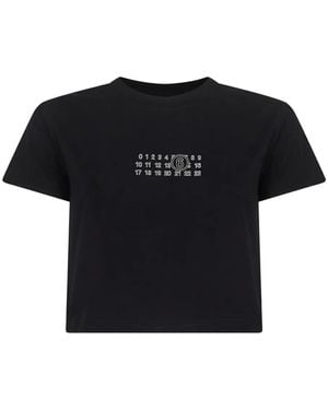 MM6 by Maison Martin Margiela Crop T-Shirt With Number Graphics - Black