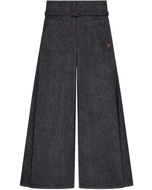 Courreges Palazzo Trousers With Belt - Blue