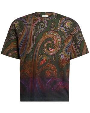 Etro Cotton Jersey T-Shirt With A Shaded Paisley Pattern - Multicolor