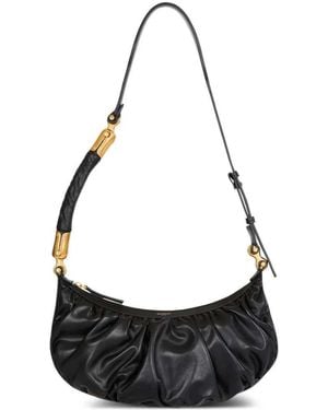 Balmain Ebene Ruffled Shoulder Bag - Black