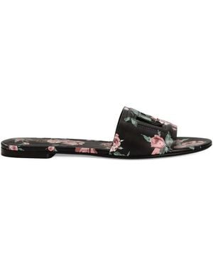 Dolce & Gabbana Floral Slide Sandals - White