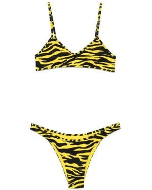 The Attico Tiger Print Bikini - Metallic