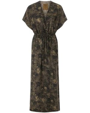 Uma Wang Floral Print Drawstring Dress - Green