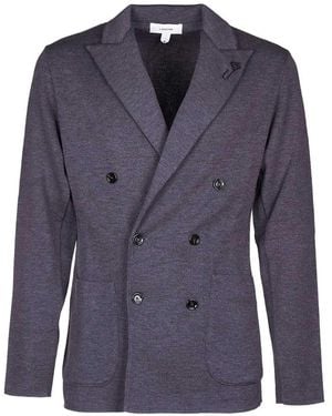 Lardini Double-Breasted Knit Blazer - Blue