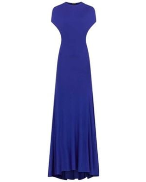 Tom Ford Backless Evening Dress With Cap Sleeves And Train - Blue
