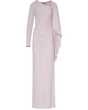 Self-Portrait Long Draped Jersey Dress - Pink