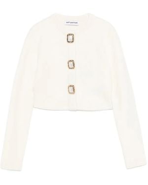 Self-Portrait Embellished Cardigan - White