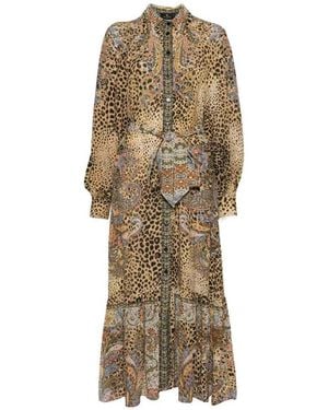 Etro Midi Dress With Paisley Animal Print - Natural
