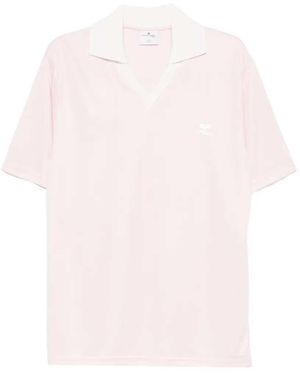 Courreges V-Neck T-Shirt With Logo - Pink