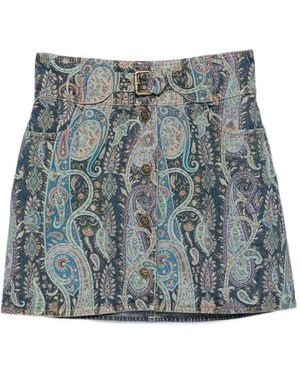 Etro Short Skirt With Buttons - Gray