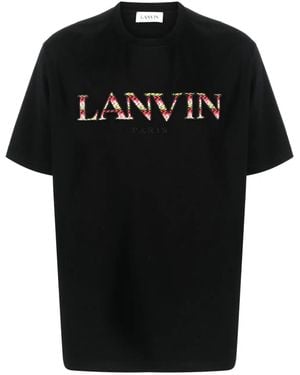 Lanvin Embroidered Logo Cotton Tee - Black