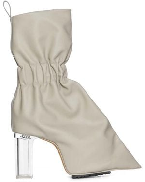 Rick Owens Ss26 Cuffed Boots With Pearl/Transparent Grained Calfskin Case - Natural