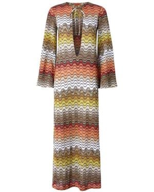 Missoni Long Dress With Chevron Pattern - White