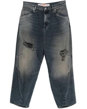 PDF Distressed-Effect Paneled Jeans - Gray